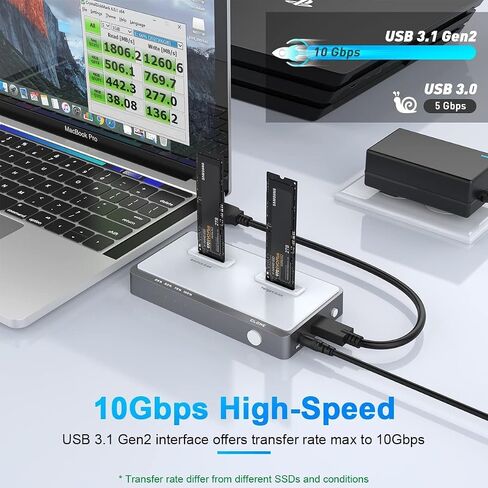 10Gbps Dual-Bay NVMe M.2 Duplicator Docking Station Offline Clone USB C to NVME SSD Enclosure for M Key NVMe PCIe 2242 2260 2280 22110 M.2 SSDs (NVMe Docking Station Tool-Free Dual-Bay) in Saudi Arabia