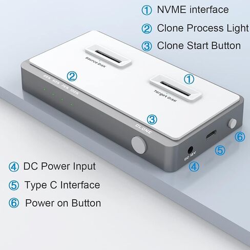 10Gbps Dual-Bay NVMe M.2 Duplicator Docking Station Offline Clone USB C to NVME SSD Enclosure for M Key NVMe PCIe 2242 2260 2280 22110 M.2 SSDs (NVMe Docking Station Tool-Free Dual-Bay) in Saudi Arabia