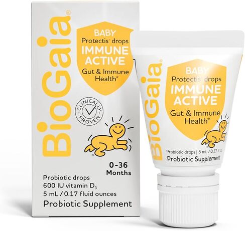 BioGaia Immune Active Baby Probiotic Drops + Vitamin D | for Digestive & Immune Health | for Babies & Toddlers 0-36 Months | Pediatrician Trusted | Allergen, Dairy, Soy & Gluten Free in Saudi Arabia