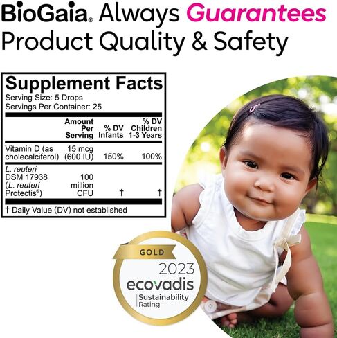 BioGaia Immune Active Baby Probiotic Drops + Vitamin D | for Digestive & Immune Health | for Babies & Toddlers 0-36 Months | Pediatrician Trusted | Allergen, Dairy, Soy & Gluten Free in Saudi Arabia