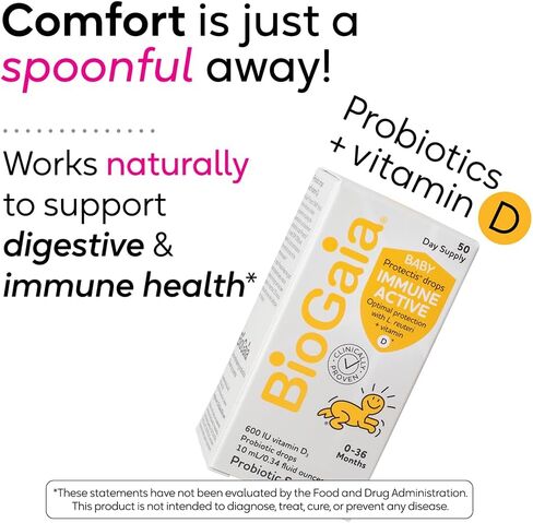BioGaia Immune Active Baby Probiotic Drops + Vitamin D | for Digestive & Immune Health | for Babies & Toddlers 0-36 Months | Pediatrician Trusted | Allergen, Dairy, Soy & Gluten Free in Saudi Arabia
