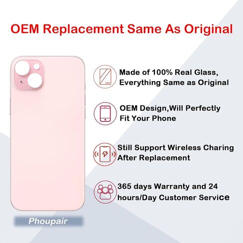OEM Back Glass Replacement Compatible with iPhone 15 Plus 6.7 Inches All Carriers with Professional Repair Kit and Installation Instruction (Black) in Saudi Arabia