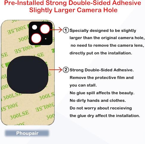 OEM Back Glass Replacement Compatible with iPhone 15 Plus 6.7 Inches All Carriers with Professional Repair Kit and Installation Instruction (Black) in Saudi Arabia