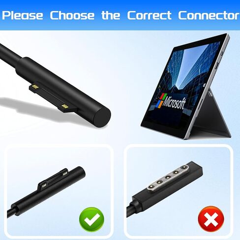 شاحن Surface Pro بقدرة 65 وات مناسب لجهاز Microsoft Surface Pro 9 8 7+ 7 6 5 4 3 X Fit Model 1706 1800 1943 1963 1625 1796 1769 1735 محول تيار متردد للكمبيوتر المحمول سلك إمداد الطاقة in Kuwait