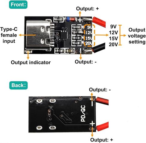 5PCS Type-C PD3.0 QC Trigger Board USB-C PD 9V 12V 15V 20V 5A Adjustable Voltage Fast Charge Power Trigger Module USB-C Female Input with QC Trigger Housing in Saudi Arabia