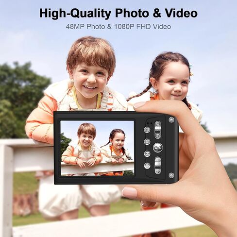 48MP Digital Camera 1080P HD Compact Digital Camera with 16x Zoom Anti Shake 2.8 inch IPS Screen Small Digital Camera 32GB SD Card for Teens Kids Gifts (Black in Saudi Arabia