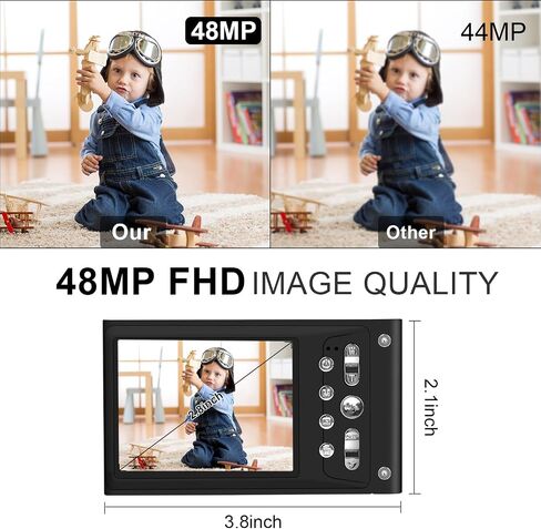 48MP Digital Camera 1080P HD Compact Digital Camera with 16x Zoom Anti Shake 2.8 inch IPS Screen Small Digital Camera 32GB SD Card for Teens Kids Gifts (Black in Saudi Arabia