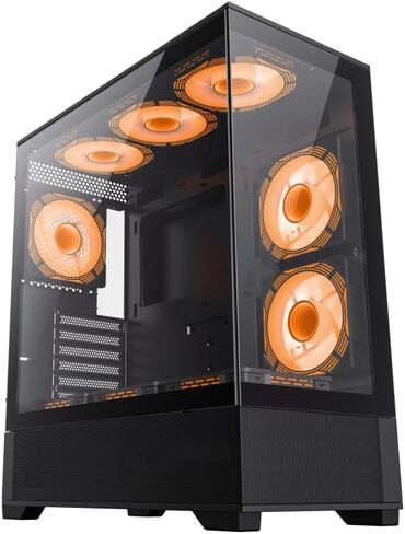 NextGen Vista AB Mid-Tower ATX Gaming PC Case, 360mm Radiator Support, Seamless Tempered Glass Front & Side Panel, USB 3 & Type-C, Black in Kuwait