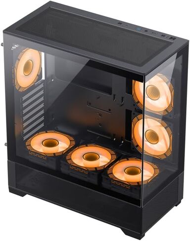 NextGen Vista AB Mid-Tower ATX Gaming PC Case, 360mm Radiator Support, Seamless Tempered Glass Front & Side Panel, USB 3 & Type-C, Black in Kuwait