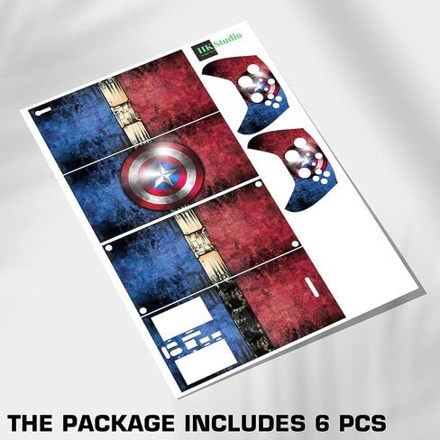 ملصق لاصق HK Studio Captain Shield لتغطية X-Box Series X بدون فقاعات، مقاوم للماء، حماية كاملة - بما في ذلك 2 جلود تحكم وغطاء وحدة التحكم in Kuwait