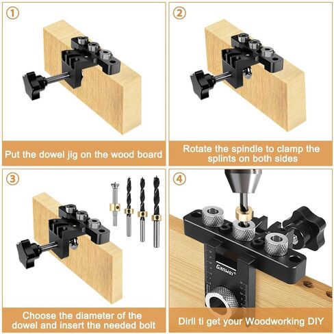 3-in-1 Pocket Hole Jig Kit, Self Centering Doweling Jig Kit for Straight Holes, 5/16", 3/8", 19/32" Drill Bit, Adjustable Width Woodworking Joints Tool Drill Guides Locator with Hole Punch in Kuwait