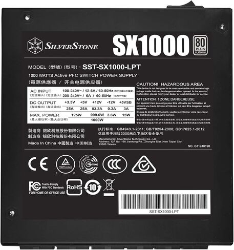 Silverstone SX1000 Platinum, 80PLUS Platinum 1000W Fully Modular SFX-L Power Supply, SX1000-LPT V1.1 in Saudi Arabia