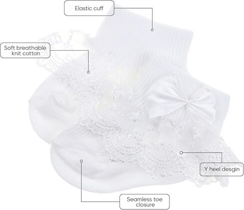 AQOKKA Baby Girls Socks Eyelet Ruffle Frilly Lace Summer Thin Dress Socks for Newborn Infant Toddler Kids in Saudi Arabia