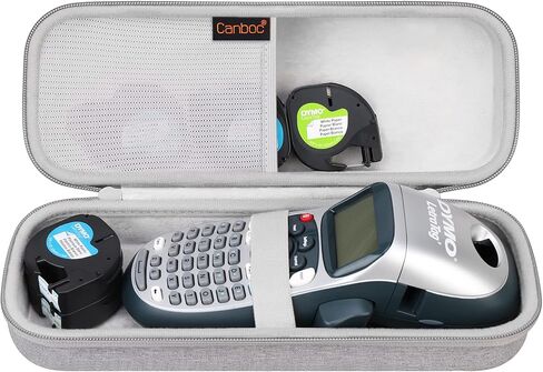 حقيبة حمل صلبة من Canboc لجهاز DYMO LetraTag LT-100H/100H Plus لصانع الملصقات المحمولة، حامل لآلة طباعة الملصقات وأشرطة الملصقات والملحقات الأخرى، رمادي (الجراب فقط) in Kuwait