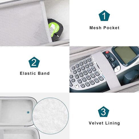 حقيبة حمل صلبة من Canboc لجهاز DYMO LetraTag LT-100H/100H Plus لصانع الملصقات المحمولة، حامل لآلة طباعة الملصقات وأشرطة الملصقات والملحقات الأخرى، رمادي (الجراب فقط) in Kuwait