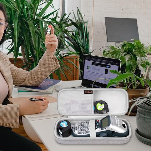 حقيبة حمل صلبة من Canboc لجهاز DYMO LetraTag LT-100H/100H Plus لصانع الملصقات المحمولة، حامل لآلة طباعة الملصقات وأشرطة الملصقات والملحقات الأخرى، رمادي (الجراب فقط) in Kuwait