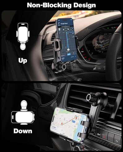 حامل هاتف للسيارة [لا يحجب أبدًا] حامل هاتف عالمي للسيارة [جرابات سميكة صديقة]، حامل حامل للهاتف بدون استخدام اليدين يناسب iPhone 15 14 13 Pro Max Plus Samsung in Kuwait