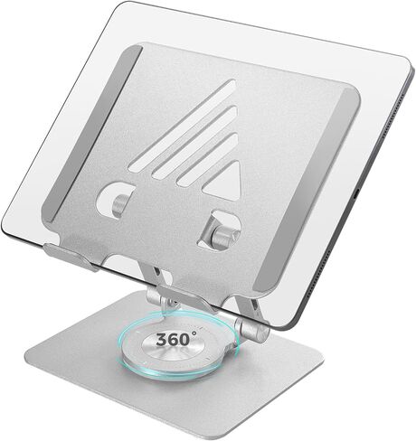 حامل الكمبيوتر اللوحي للمكتب، حامل شاشة قابل للتعديل مع قاعدة دوارة 360 درجة، حامل حامل الكمبيوتر اللوحي المحمول لجهاز iPad Pro، Galaxy Tab، الهاتف المحمول (أسود) in Kuwait