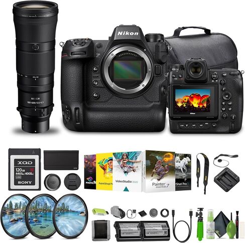 كاميرا Nikon Z9 الرائدة الاحترافية ذات الإطار الكامل/الفيديو بدون مرآة بصيغة FX + بطارية بديلة EN-EL18d + بطاقة ذاكرة G XQD سعة 120 جيجابايت + عدسة Nikon NIKKOR Z مقاس 180-600 مم f/5.6-6.3 VR + المزيد (متجددة) in Saudi Arabia