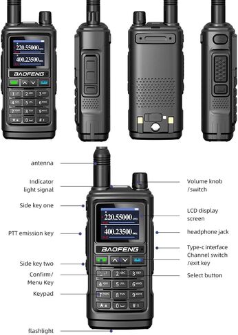 baofeng uv-5r ترقية هام راديو طويل المدى اتجاهين راديو uv-17r لاسلكي للبالغين مقاوم للماء ثنائي النطاق شاحن USB 999 قنوات vox مع سماعة الأذن، مصباح يدوي بطارية ليثيوم أيون in Saudi Arabia