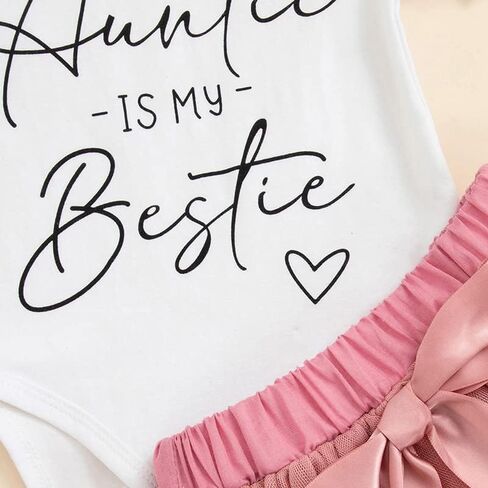 Hoanselay Baby Girl Auntie Outfits Auntie Is My Bestie T Shirt Romper Tulle Tutu Skirt Summer Aunties Bestie Clothes Set in Saudi Arabia
