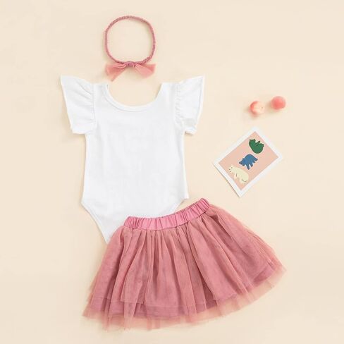 Hoanselay Baby Girl Auntie Outfits Auntie Is My Bestie T Shirt Romper Tulle Tutu Skirt Summer Aunties Bestie Clothes Set in Saudi Arabia