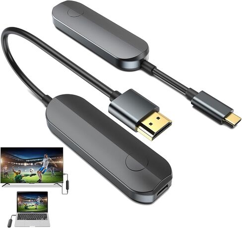 جهاز إرسال واستقبال HDMI لاسلكي، التوصيل والتشغيل 165FT دفق الوسائط فيديو/صوت/ملف Netfix HDMI موسع لاسلكي 5G 4K لهاتف Iphone، IPad، كمبيوتر محمول مع مخرج Type-C للشاشة، جهاز العرض، HDTV in Saudi Arabia