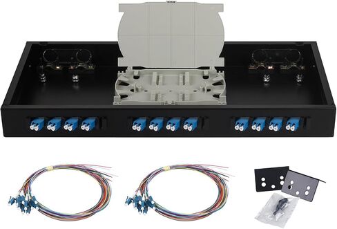 FYBOPTWU-12 Duplex Singlemode 24 Port LC Rack Mount Enclosure Box with Pigtails & Couplers, 24 Core LGX Patch Panel Box fits for 19" Racks Cabinet in Saudi Arabia