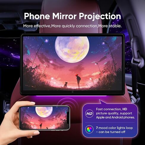 15.6 بوصة 4K Android 11.0 مقعد خلفي متعدد الوظائف لتلفزيون السيارة، 5G واي فاي مسند الرأس شاشة لمس تابلت 1080P بلوتوث/USB/SD/HDMI داخل + خارج/FM/وصلة مرآة/مشغل فيديو Airplay (2Ram 32Rom(2Monitors)) in Saudi Arabia