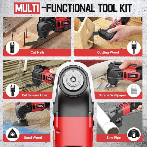 Cordless Oscillating Tool for Milwaukee 18V Battery, 6 Variable Speed Brushless-Motor Tool, Oscillating multi tool kit for Cutting Wood Drywall Nails Remove Grout & Sanding(Battery Not Included) in Kuwait