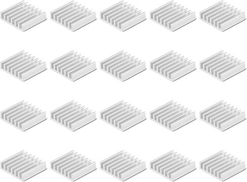 Uxcell 14x14x4mm فضي اللون ذاتي اللصق من الألومنيوم مبرد إلكترونيات لـ IC، MOS 20 قطعة in Saudi Arabia
