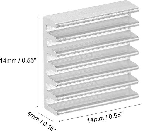 Uxcell 14x14x4mm فضي اللون ذاتي اللصق من الألومنيوم مبرد إلكترونيات لـ IC، MOS 20 قطعة in Saudi Arabia
