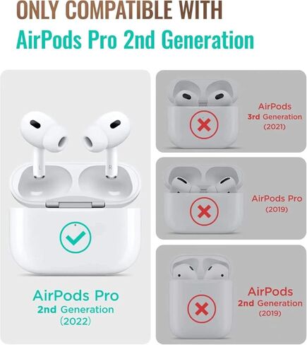 لحافظة AirPods Pro الجيل الثاني 2022، غطاء حماية فاخر مقاوم للصدمات لكامل الجسم لحافظة AirPods Pro 2 [مصباح LED أمامي مرئي] in Kuwait