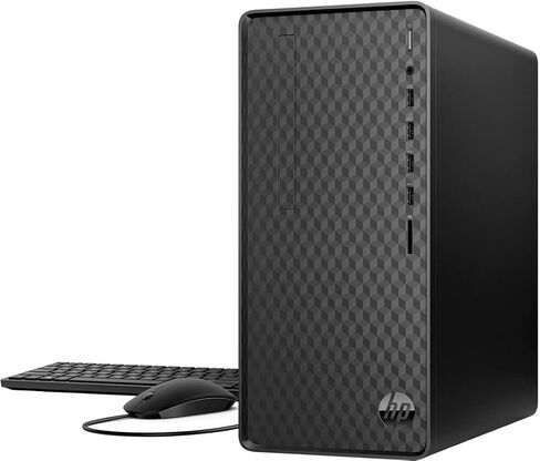 كمبيوتر مكتبي HP M01-F2254 للمنزل والعمل (Intel i3-12100 4-Core، 8 جيجا رام، 256 جيجا SSD، Intel UHD 730، واي فاي، بلوتوث، أسود داكن، ويندوز 11 هوم) حزمة مع موزع DKZ in Saudi Arabia