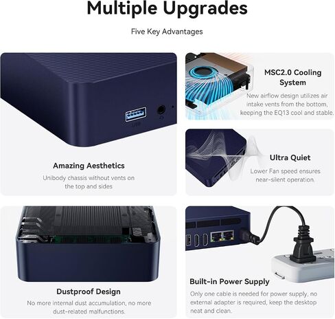 Beelink EQ13 Mini PC, Intel 12th Gen N200(4C/4T,up to 3.7GHz)，Mini Computer with 16GB DDR4 RAM 500GB SSD, Desktop PC 2* HDMI 4K 60Hz/2*LAN Port/WiFi6/BT5.2 in Saudi Arabia