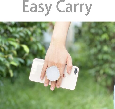 Crystal Phone Grip Holder - Mobile Phone Grip Gemstone Natural Stone Crystal Phone Grip Irregular Shape Design with Golden Trimmed Edges for Cell Phone and Tablets (Crystal Phone Grip White) in Saudi Arabia