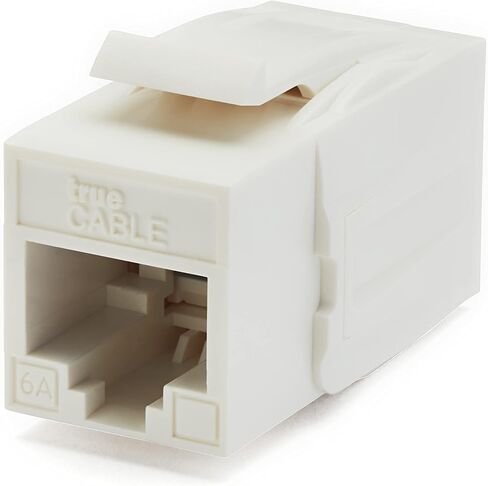 قارنة توصيل TrueCABLE Cat6A Keystone Jack، غير محمية (UTP)، PoE++ (4PPoE)، مدرجة في قائمة UL، معتمدة من ETL، ANSI/TIA 568-2.D متوافقة مع أداء Cat 6A، قارنات توصيل RJ45 من أنثى إلى أنثى، بيضاء، 12 حزمة in Saudi Arabia