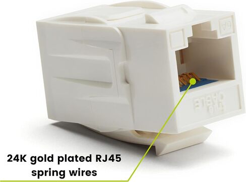 قارنة توصيل TrueCABLE Cat6A Keystone Jack، غير محمية (UTP)، PoE++ (4PPoE)، مدرجة في قائمة UL، معتمدة من ETL، ANSI/TIA 568-2.D متوافقة مع أداء Cat 6A، قارنات توصيل RJ45 من أنثى إلى أنثى، بيضاء، 12 حزمة in Saudi Arabia