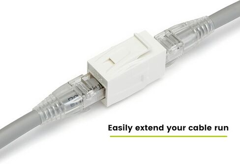 قارنة توصيل TrueCABLE Cat6A Keystone Jack، غير محمية (UTP)، PoE++ (4PPoE)، مدرجة في قائمة UL، معتمدة من ETL، ANSI/TIA 568-2.D متوافقة مع أداء Cat 6A، قارنات توصيل RJ45 من أنثى إلى أنثى، بيضاء، 12 حزمة in Saudi Arabia