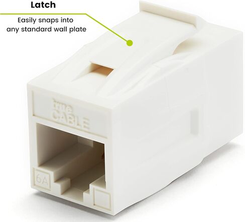 قارنة توصيل TrueCABLE Cat6A Keystone Jack، غير محمية (UTP)، PoE++ (4PPoE)، مدرجة في قائمة UL، معتمدة من ETL، ANSI/TIA 568-2.D متوافقة مع أداء Cat 6A، قارنات توصيل RJ45 من أنثى إلى أنثى، بيضاء، 12 حزمة in Saudi Arabia