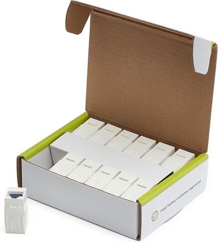 قارنة توصيل TrueCABLE Cat6A Keystone Jack، غير محمية (UTP)، PoE++ (4PPoE)، مدرجة في قائمة UL، معتمدة من ETL، ANSI/TIA 568-2.D متوافقة مع أداء Cat 6A، قارنات توصيل RJ45 من أنثى إلى أنثى، بيضاء، 12 حزمة in Saudi Arabia
