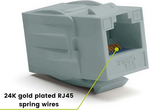 trueCABLE Cat6A Keystone Jack Coupler, Unshielded (UTP), PoE++ (4PPoE), UL Listed, ETL Verified, ANSI/TIA 568-2.D Cat 6A Performance Compliant, Female to Female RJ45 Couplers, White, 12 Pack in Kuwait