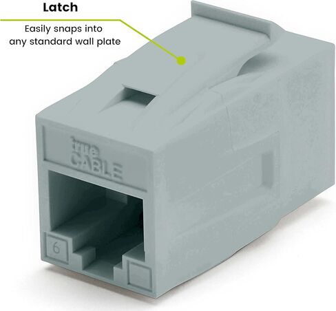 trueCABLE Cat6A Keystone Jack Coupler, Unshielded (UTP), PoE++ (4PPoE), UL Listed, ETL Verified, ANSI/TIA 568-2.D Cat 6A Performance Compliant, Female to Female RJ45 Couplers, White, 12 Pack in Kuwait