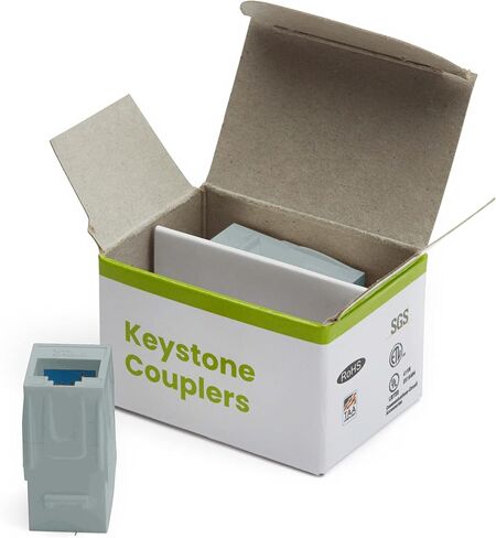 trueCABLE Cat6A Keystone Jack Coupler, Unshielded (UTP), PoE++ (4PPoE), UL Listed, ETL Verified, ANSI/TIA 568-2.D Cat 6A Performance Compliant, Female to Female RJ45 Couplers, White, 12 Pack in Kuwait