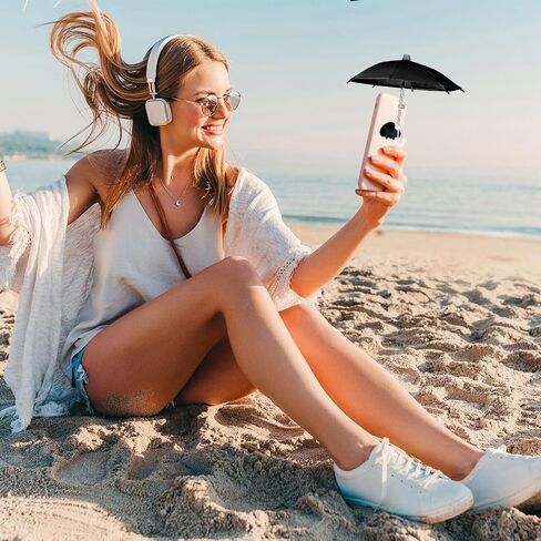 Phone Umbrella for Sun, Universal Adjustable Piggy Suction Cup Phone Stand Umbrella for Phone, Stand Sun Visor, Sun Shade Cover Cell Phone Umbrella Sun Shade for Phone Block Glare Anti-reflec in Saudi Arabia