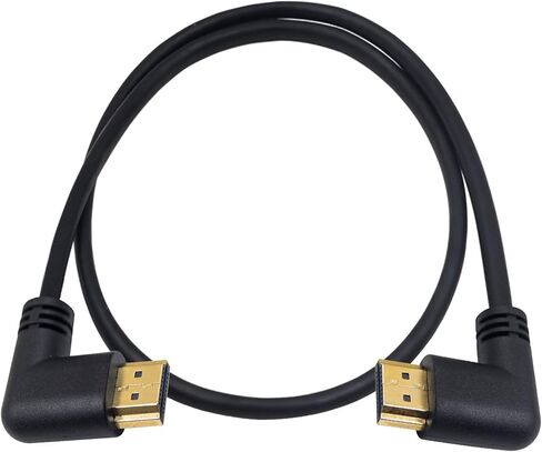 Poyiccot 90 Degree HDMI 2.0 Male to Male Cable, 1.5Ft / 50cm Gold Plated High Speed HDMI Male Right Angle to Male Left Angle Cable 60Hz, 4K 2K (M/M Left-Right) in Kuwait