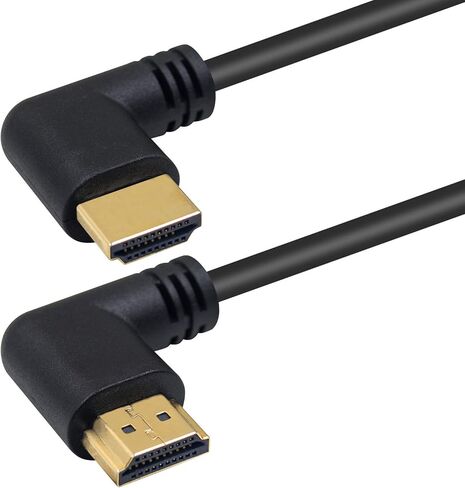 Poyiccot 90 Degree HDMI 2.0 Male to Male Cable, 1.5Ft / 50cm Gold Plated High Speed HDMI Male Right Angle to Male Left Angle Cable 60Hz, 4K 2K (M/M Left-Right) in Kuwait