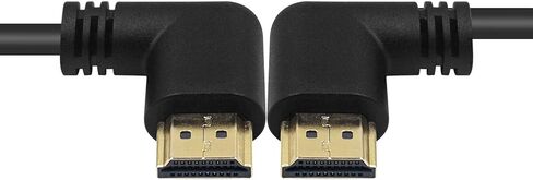 Poyiccot 90 Degree HDMI 2.0 Male to Male Cable, 1.5Ft / 50cm Gold Plated High Speed HDMI Male Right Angle to Male Left Angle Cable 60Hz, 4K 2K (M/M Left-Right) in Kuwait