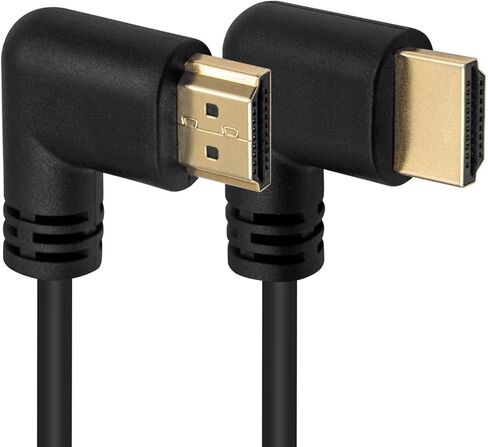 Poyiccot 90 Degree HDMI 2.0 Male to Male Cable, 1.5Ft / 50cm Gold Plated High Speed HDMI Male Right Angle to Male Left Angle Cable 60Hz, 4K 2K (M/M Left-Right) in Kuwait