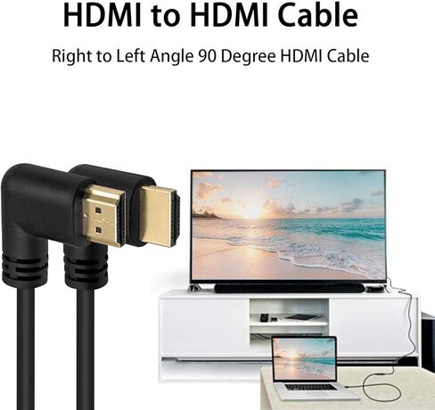 Poyiccot 90 Degree HDMI 2.0 Male to Male Cable, 1.5Ft / 50cm Gold Plated High Speed HDMI Male Right Angle to Male Left Angle Cable 60Hz, 4K 2K (M/M Left-Right) in Kuwait